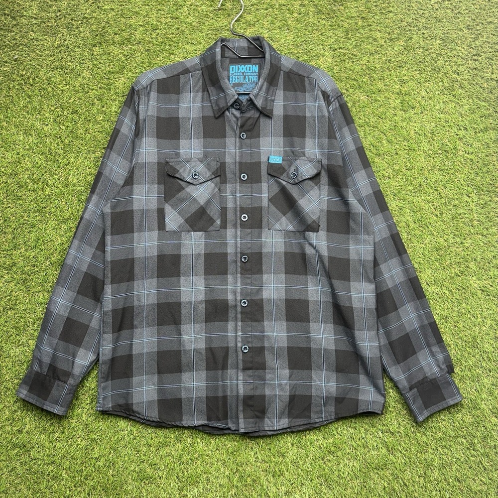 Dixxon Flannel Co The Regulator Shirt Mens Large Grey Black Plaid Button Up